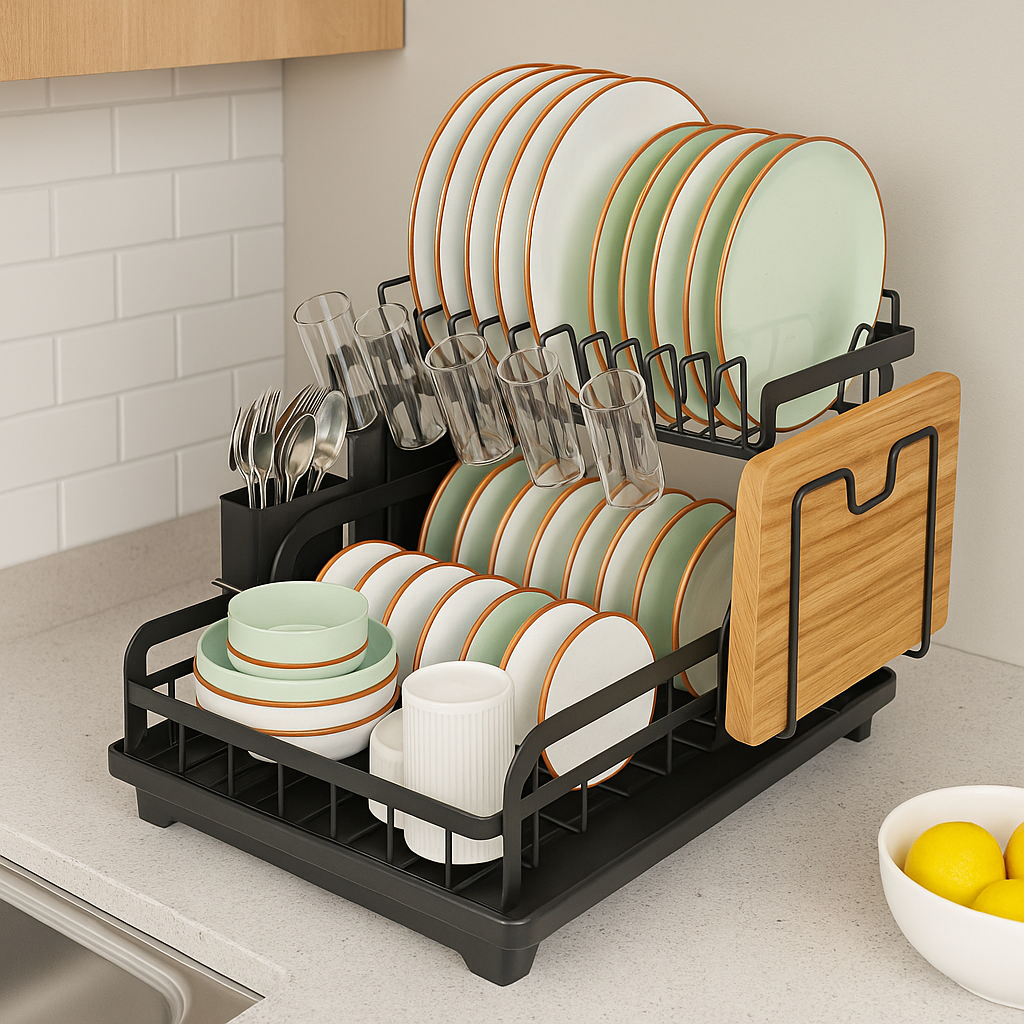 Escurridor 3 en 1 de Acero Inoxidable Multifuncional con Asas Plegables y Base Antideslizante +REGALO: Kit de Utensilios de Cocina