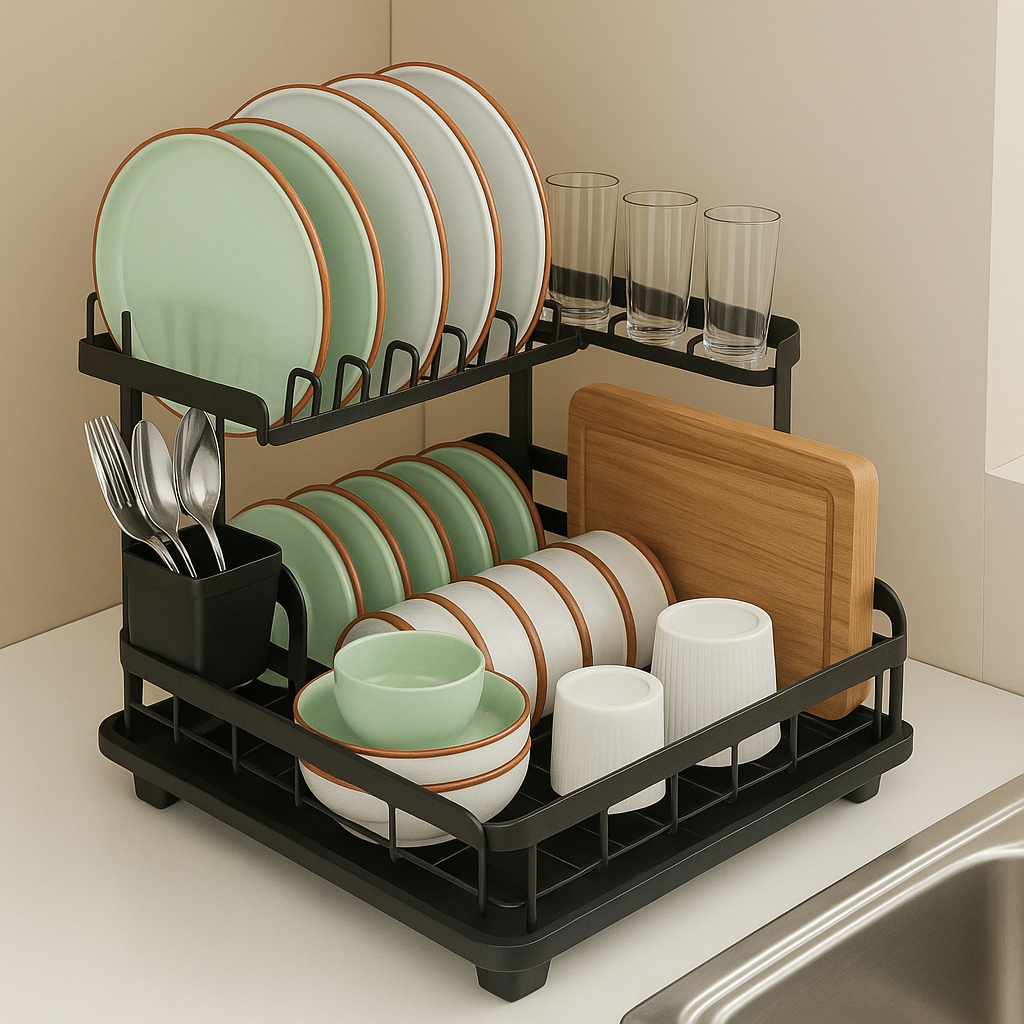 Escurridor 3 en 1 de Acero Inoxidable Multifuncional con Asas Plegables y Base Antideslizante +REGALO: Kit de Utensilios de Cocina