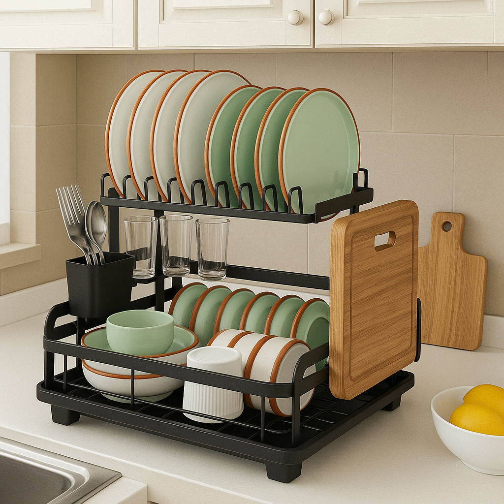 Escurridor 3 en 1 de Acero Inoxidable Multifuncional con Asas Plegables y Base Antideslizante +REGALO: Kit de Utensilios de Cocina