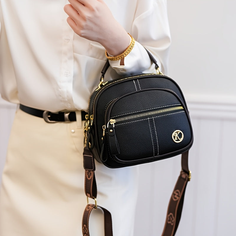 [Leve 2 Pague 1] Bolso de Mujer Alina en Cuero Legítimo con Correa Estampada +REGALOS: Billetera, Pulsera y Reloj