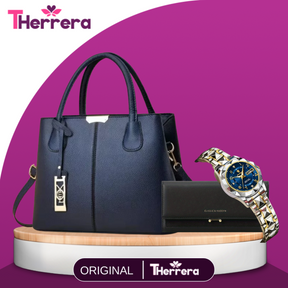 Cartera Femenina Diana de Cuero Legítimo +REGALOS: Billetera y Reloj