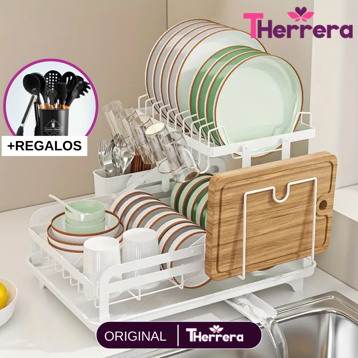Escurridor 3 en 1 de Acero Inoxidable Multifuncional con Asas Plegables y Base Antideslizante +REGALO: Kit de Utensilios de Cocina