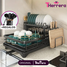 Escurridor 3 en 1 de Acero Inoxidable Multifuncional con Asas Plegables y Base Antideslizante +REGALO: Kit de Utensilios de Cocina