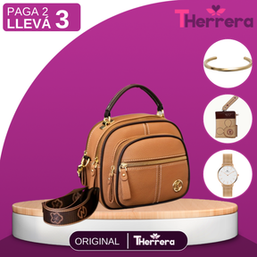 [Leve 2 Pague 1] Bolso de Mujer Alina en Cuero Legítimo con Correa Estampada +REGALOS: Billetera, Pulsera y Reloj