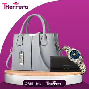 Cartera Femenina Diana de Cuero Legítimo +REGALOS: Billetera y Reloj