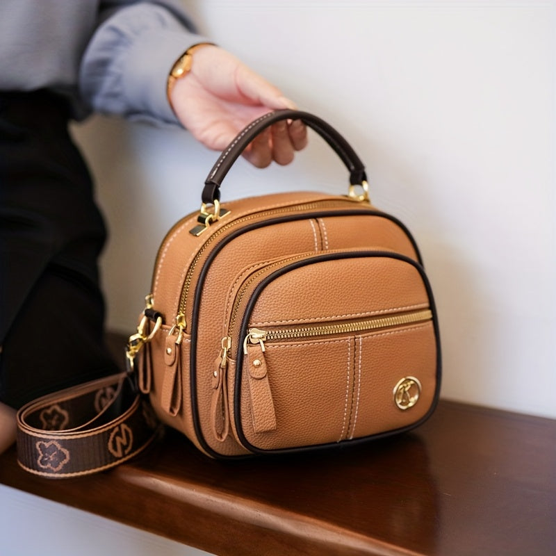 [Leve 2 Pague 1] Bolso de Mujer Alina en Cuero Legítimo con Correa Estampada +REGALOS: Billetera, Pulsera y Reloj