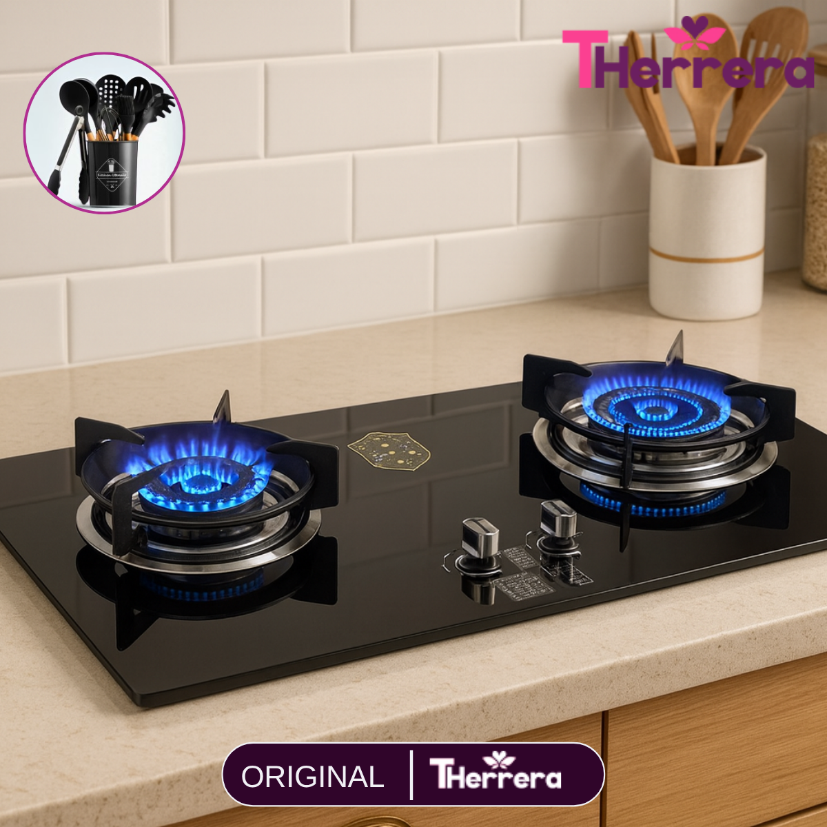 Cocina Portátil de 2 Hornallas en Vidrio Templado Eléctrica (Portátil y Económica) +REGALOS: Kit de Utensilios de Cocina